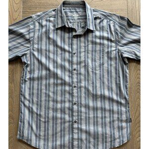 KUHL Men's Large Short Sleeve Button Striped Atzec Print NWOT SPF Outdoors
